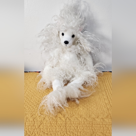 Candide Poodle Russ Realistic Look Plush big floppy white dog pink bows 14" - Picture 1 of 5